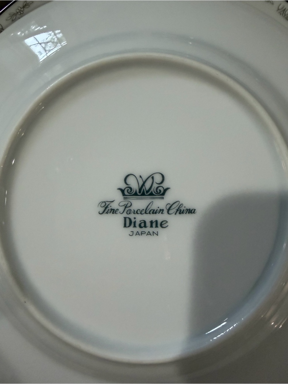 “Diane” Classic White Porcelain Salad Plates with Silver Rim and Blue Floral - Picture 5 of 5